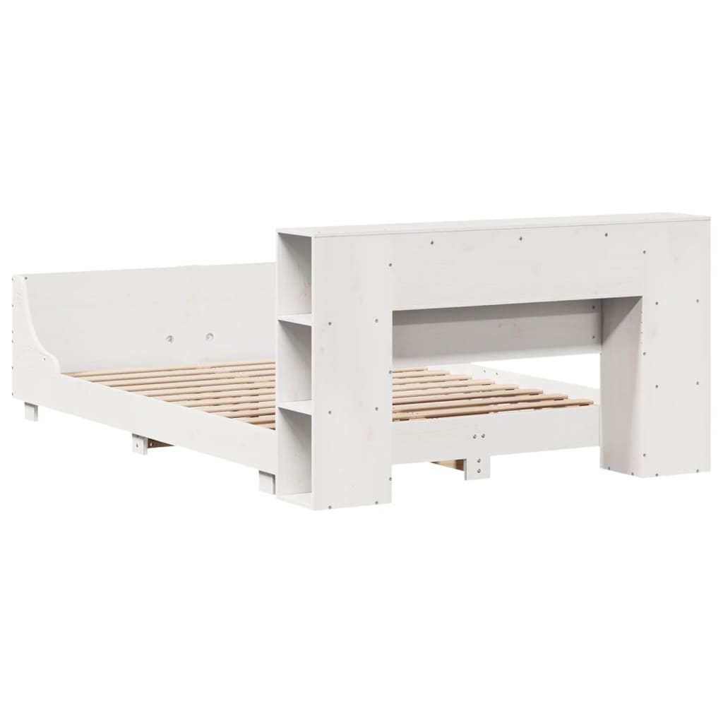 Cadre De Lit Sans Matelas Blanc 150X200 Cm Bois De Pin Massif