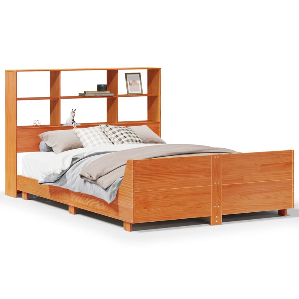 Cadre De Lit Sans Matelas Cire Marron 150X200Cm Bois Pin Massif