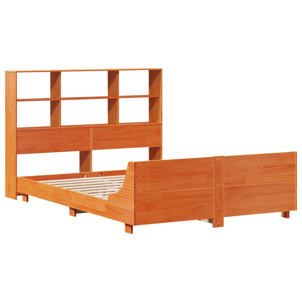 Cadre De Lit Sans Matelas Cire Marron 150X200Cm Bois Pin Massif