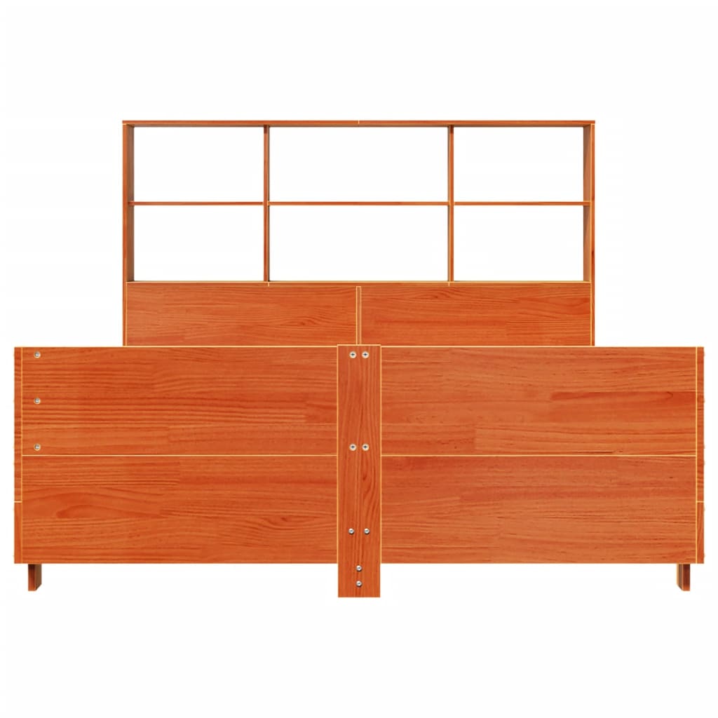 Cadre De Lit Sans Matelas Cire Marron 150X200Cm Bois Pin Massif