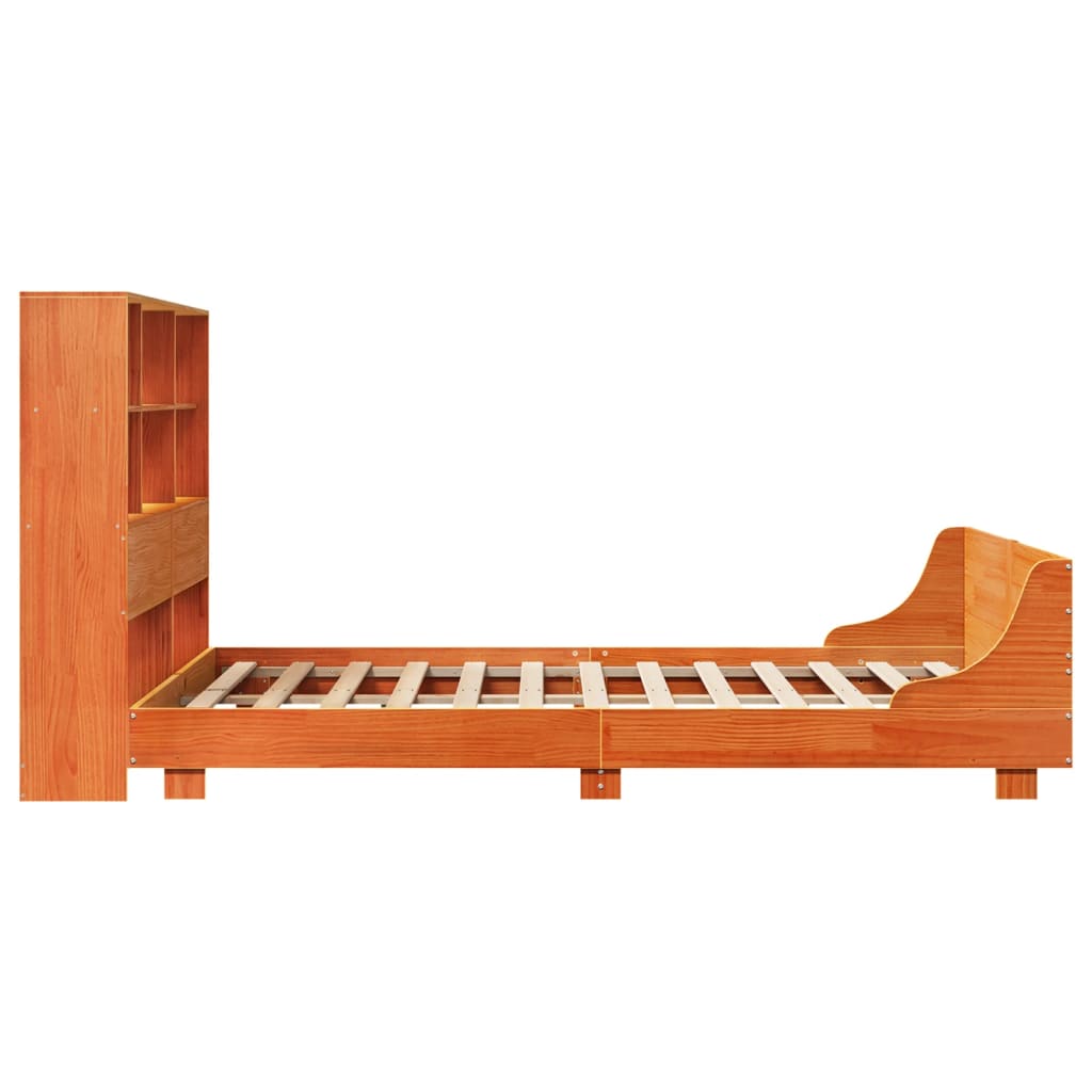 Cadre De Lit Sans Matelas Cire Marron 150X200Cm Bois Pin Massif