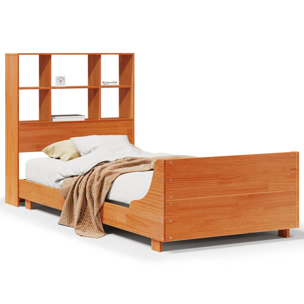 Cadre De Lit Sans Matelas Cire Marron 100X200Cm Bois Pin Massif