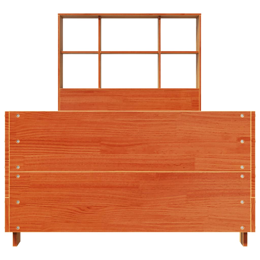 Cadre De Lit Sans Matelas Cire Marron 100X200Cm Bois Pin Massif