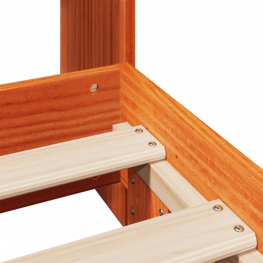 Cadre De Lit Sans Matelas Cire Marron 100X200Cm Bois Pin Massif