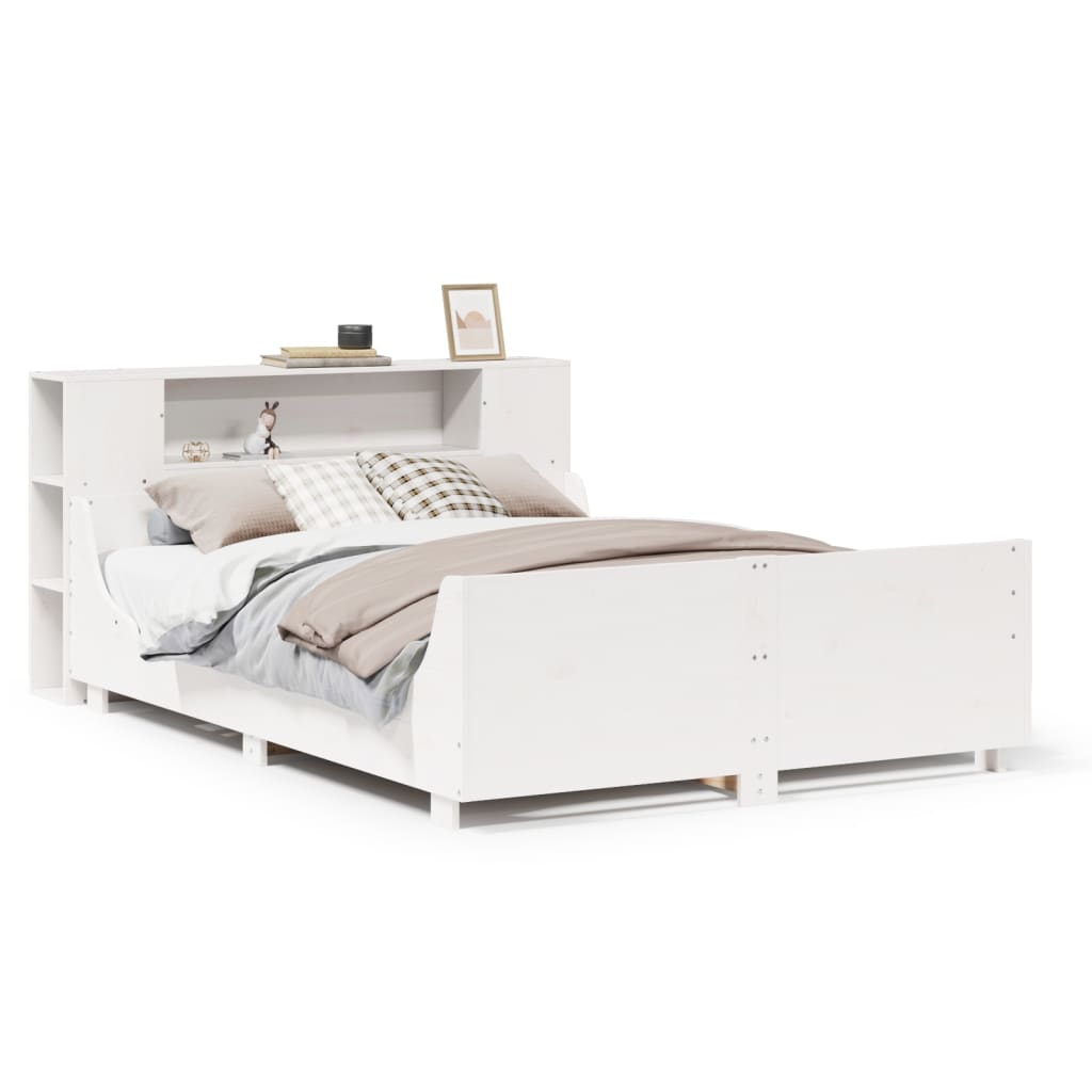 Cadre De Lit Sans Matelas Blanc 150X200 Cm Bois De Pin Massif
