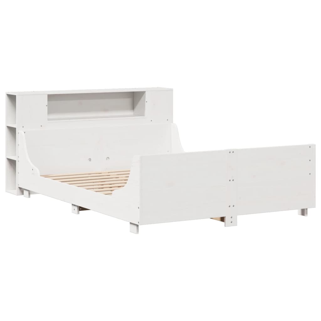 Cadre De Lit Sans Matelas Blanc 150X200 Cm Bois De Pin Massif