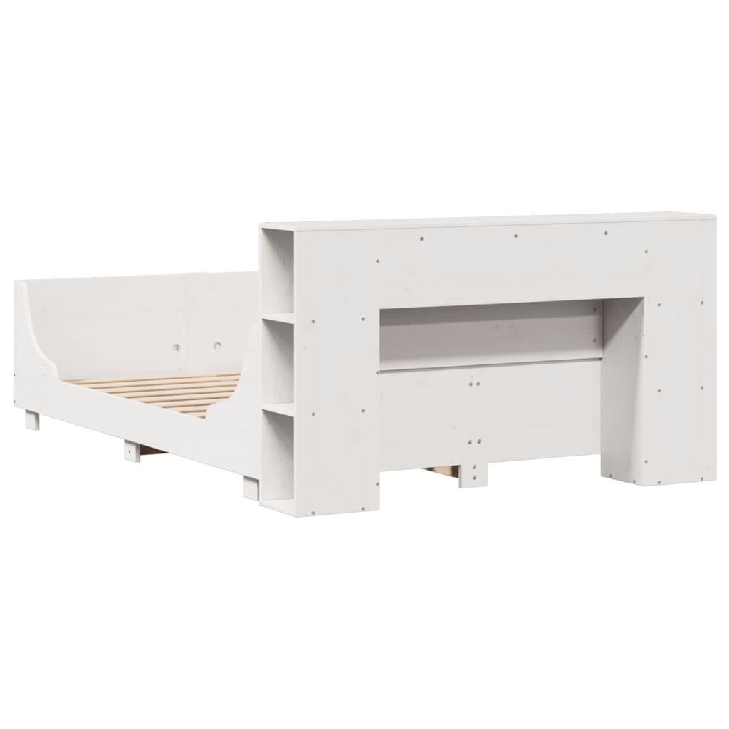 Cadre De Lit Sans Matelas Blanc 150X200 Cm Bois De Pin Massif