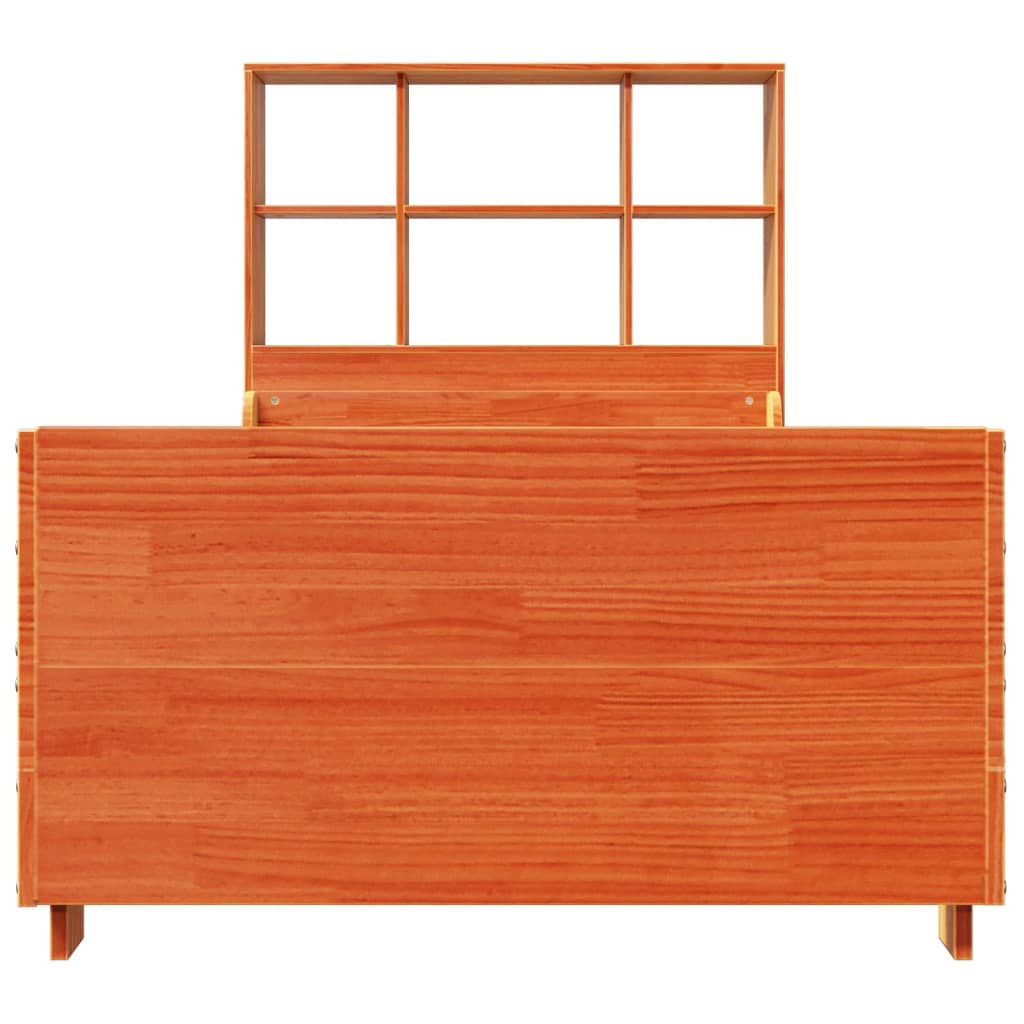 Lit Bibliothèque Sans Matelas Cire Marron 100X200Cm Bois Massif