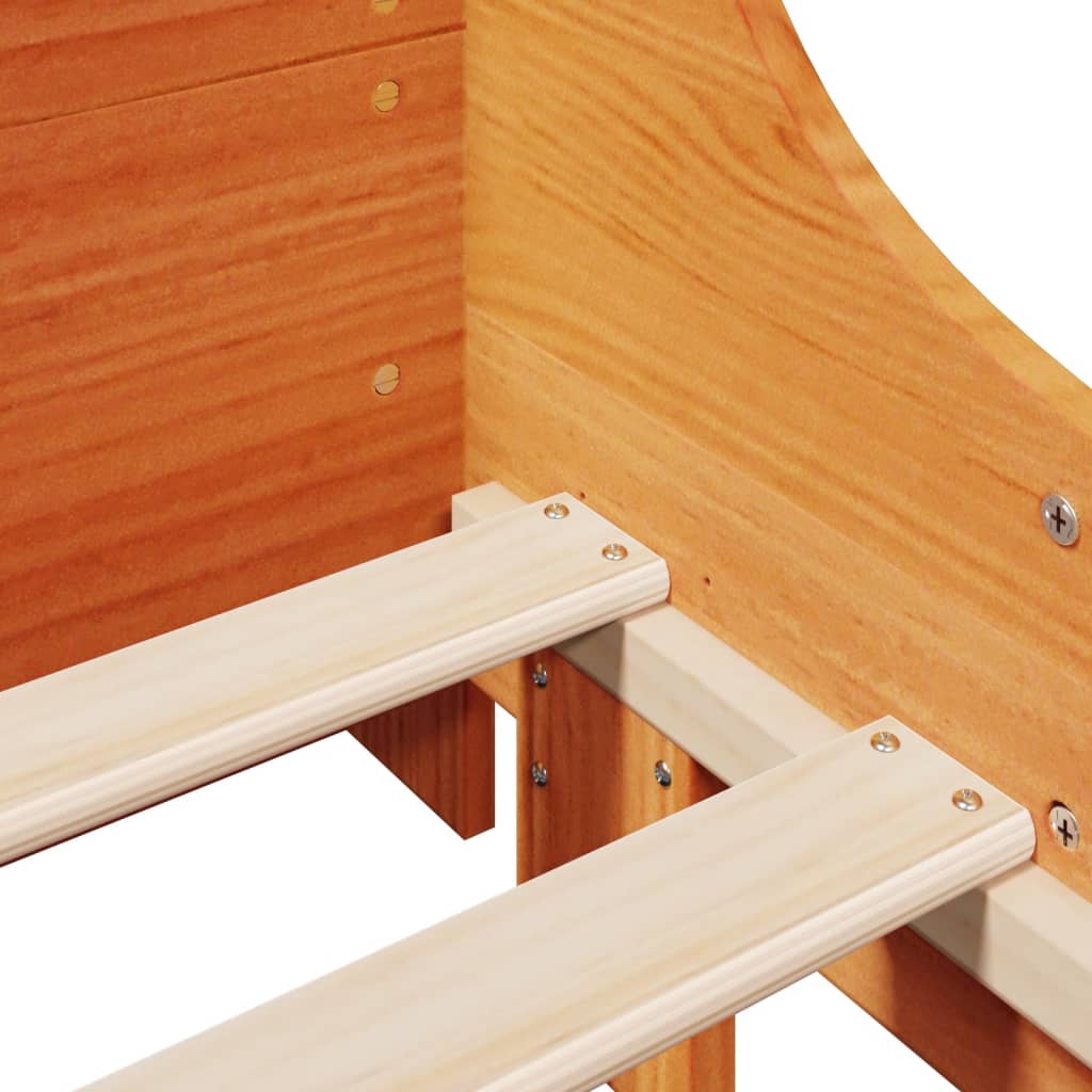 Lit Bibliothèque Sans Matelas Cire Marron 100X200Cm Bois Massif
