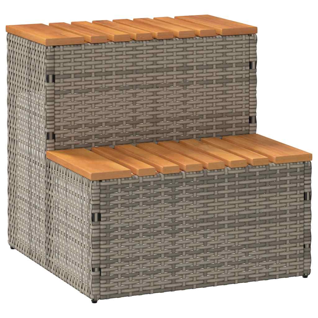 Marche Bain À Remous Gris 50X50X50,5Cm Polyrotin Acacia Massif