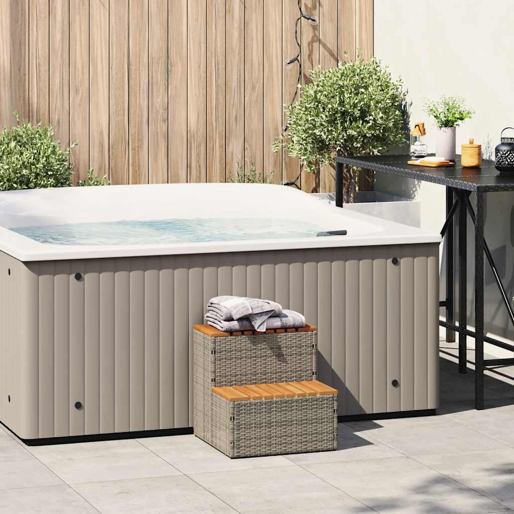 Marche Bain À Remous Gris 50X50X50,5Cm Polyrotin Acacia Massif