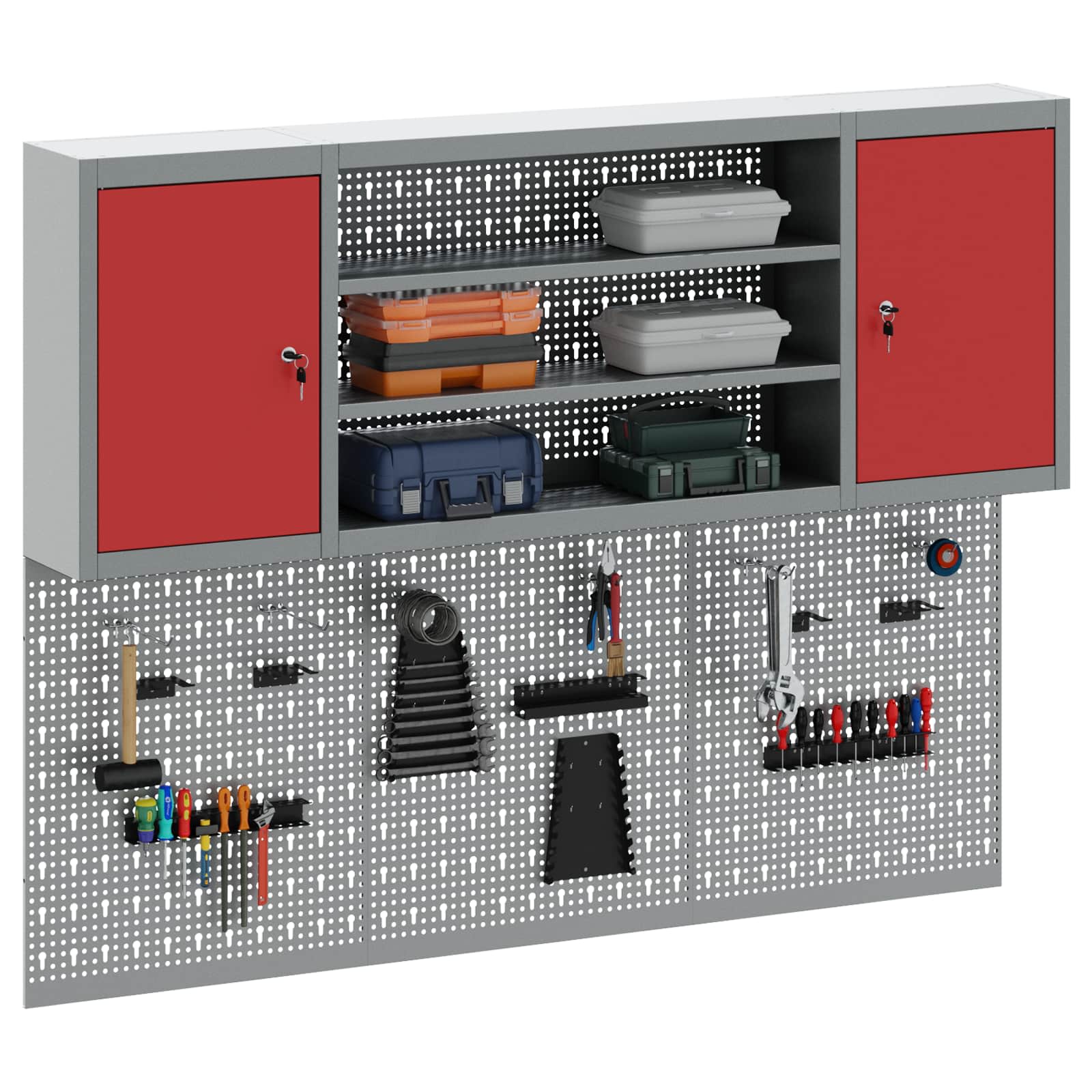Ensemble D'armoires À Outils 4 Pc Acier Enduit De Poudre