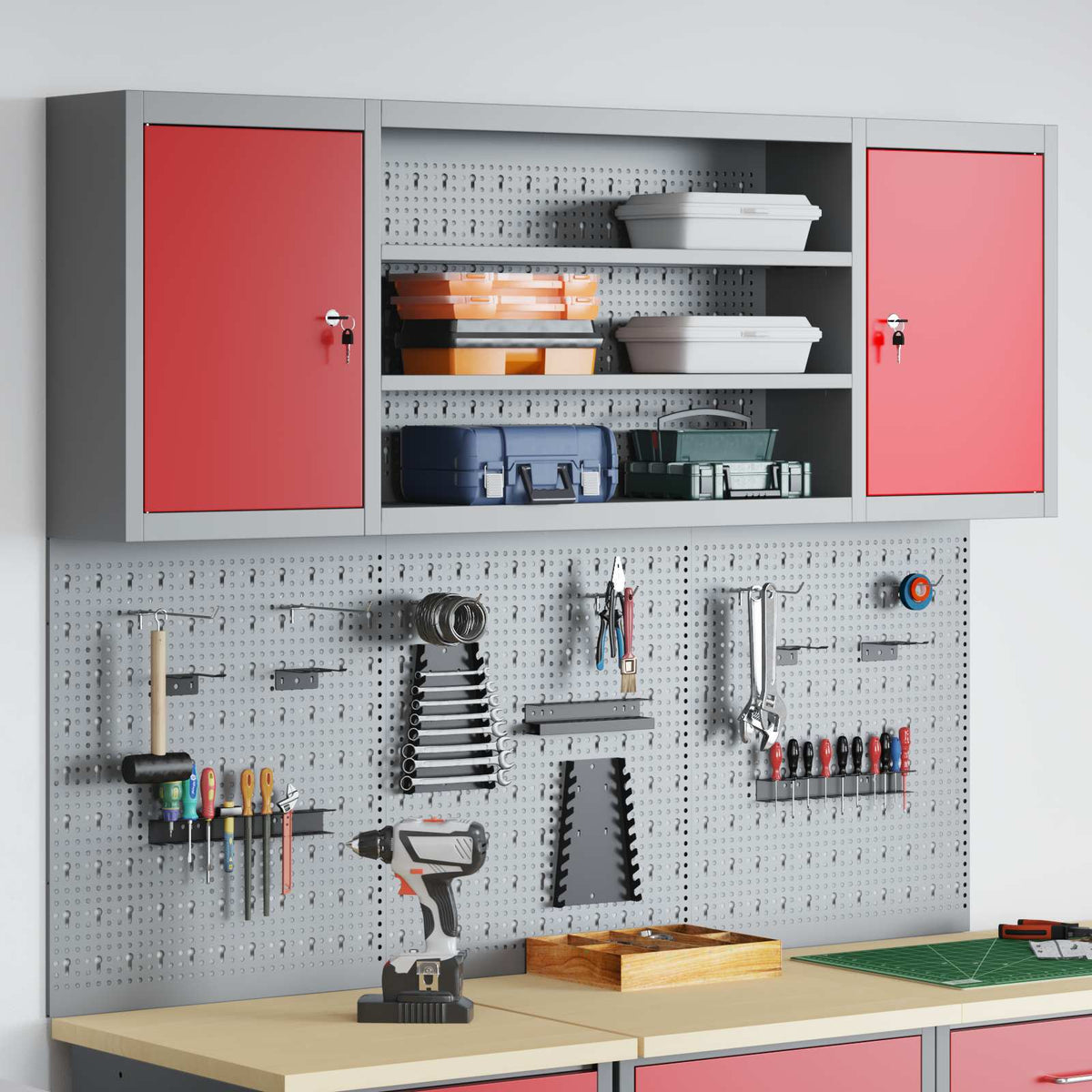 Ensemble D'armoires À Outils 4 Pc Acier Enduit De Poudre