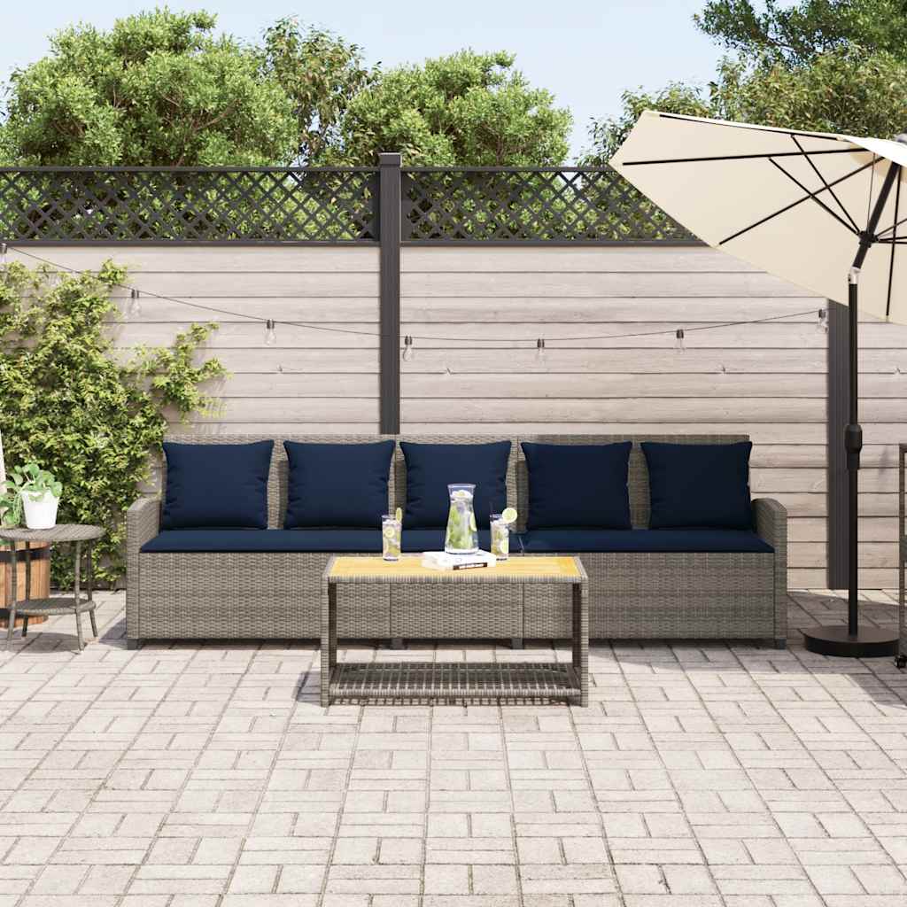 Canapé De Jardin Avec Coussins Gris Résine Tressée