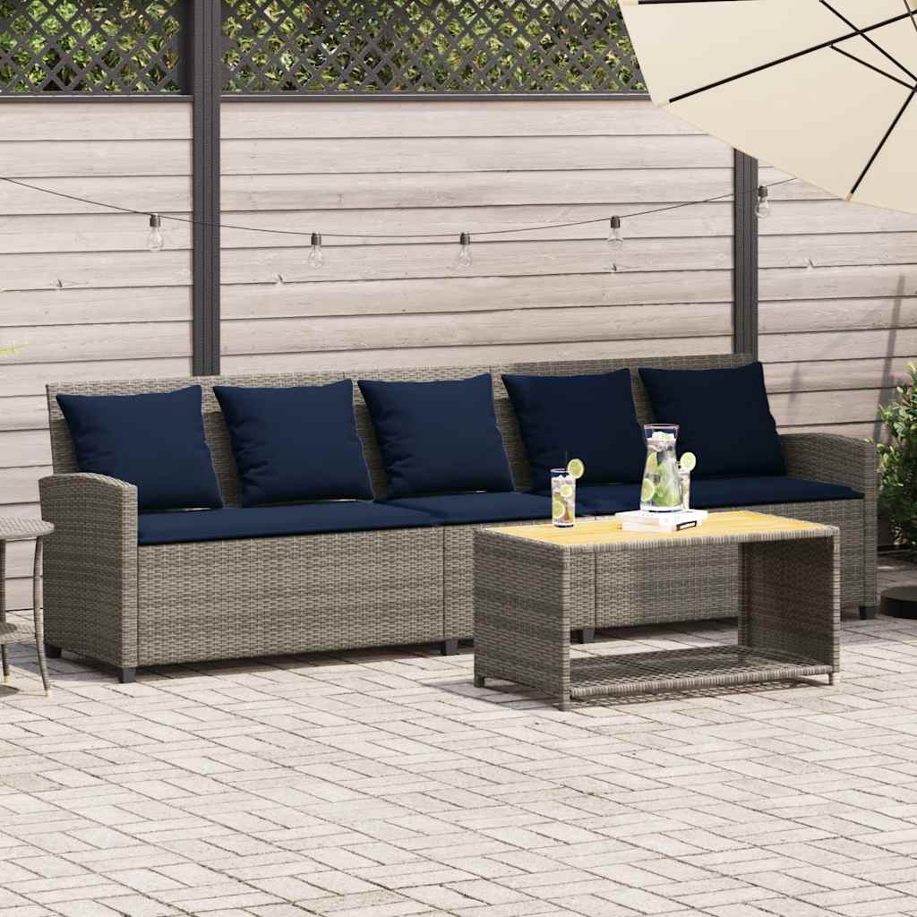 Canapé De Jardin Avec Coussins Gris Résine Tressée