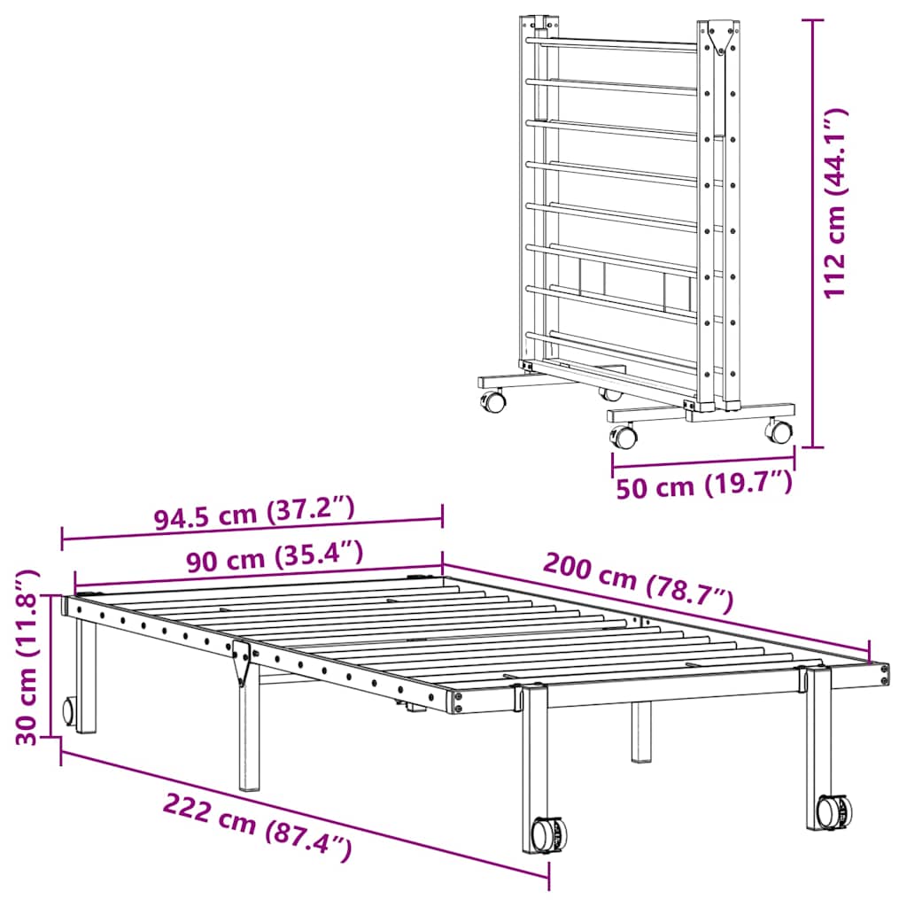 Cadre De Lit Sans Matelas Pliable Acier