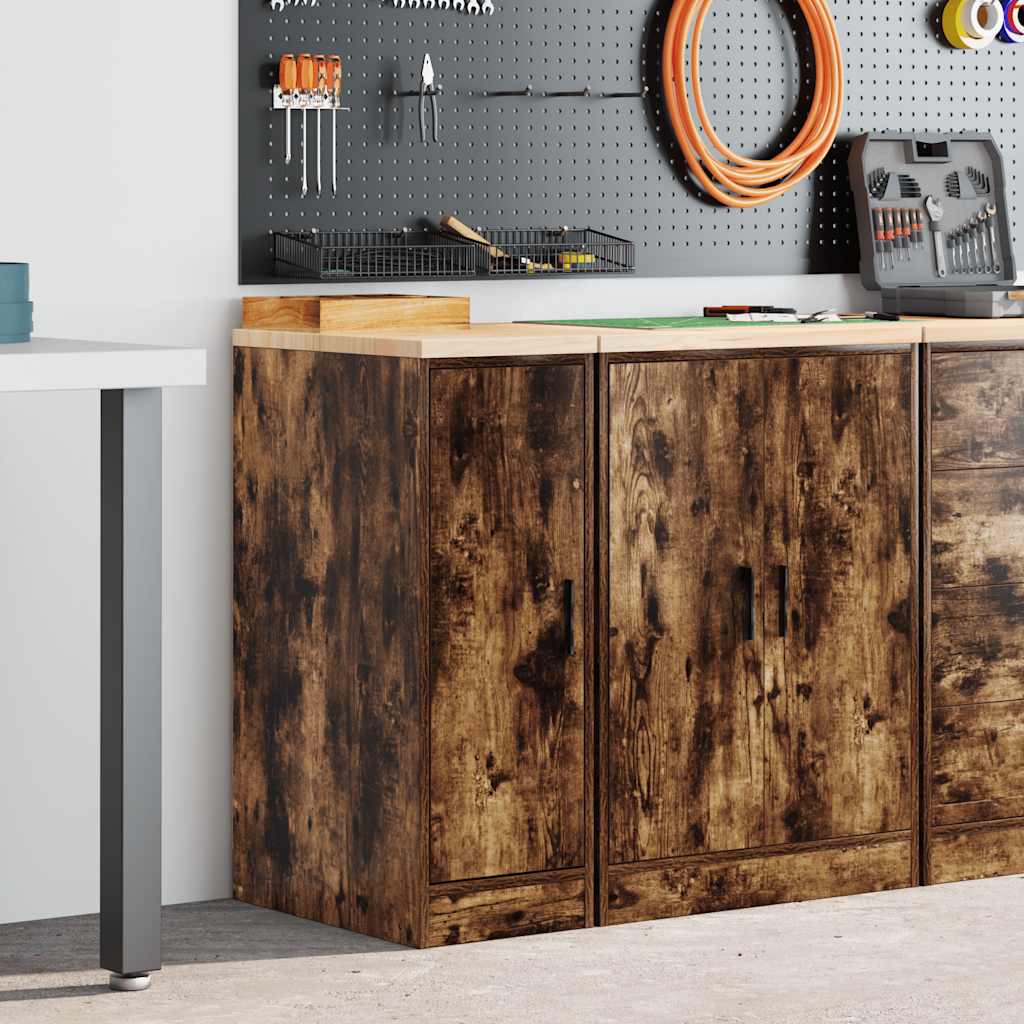 Armoire De Rangement De Garage Bois Pin Chêne Fumé