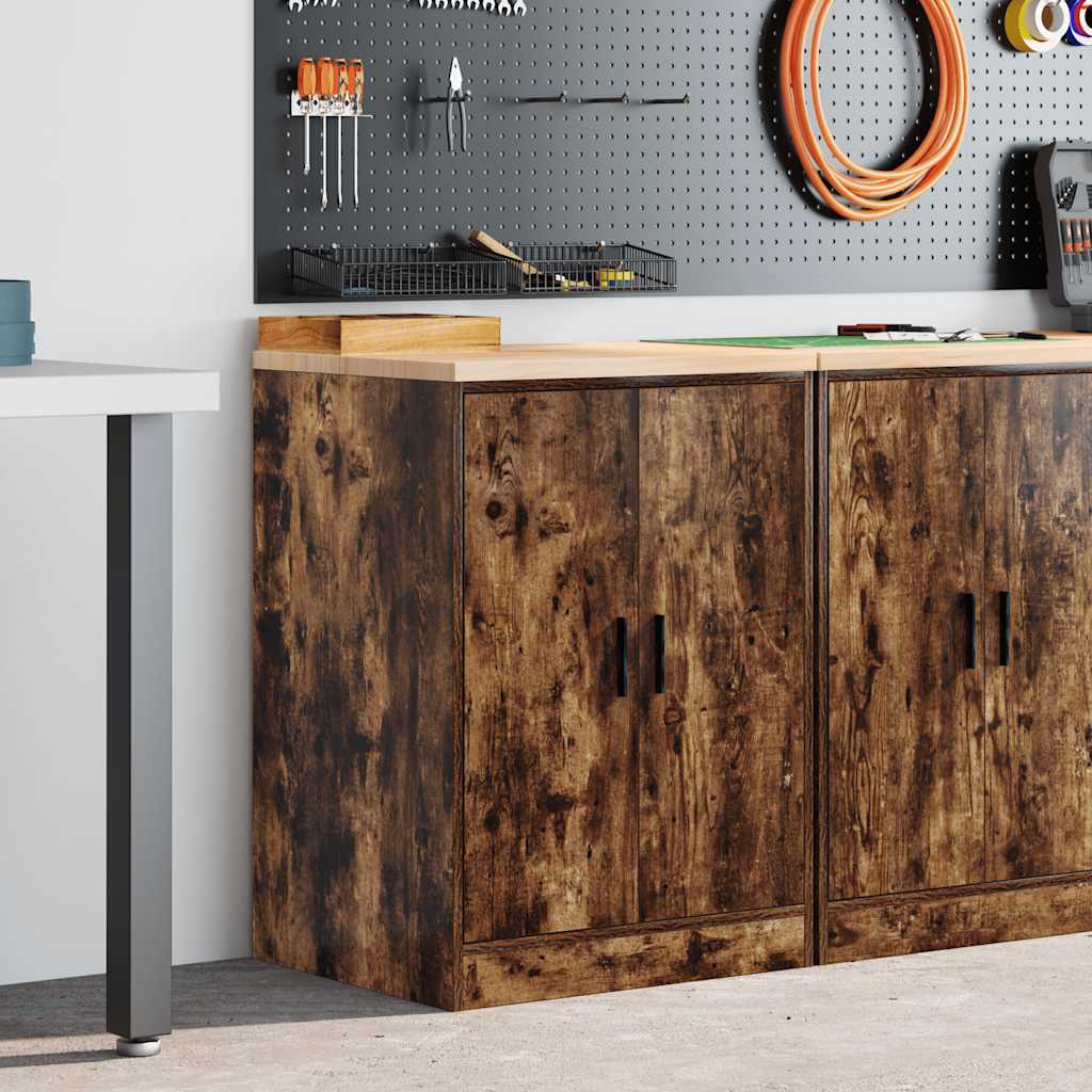 Armoire De Rangement De Garage Bois Pin Chêne Fumé