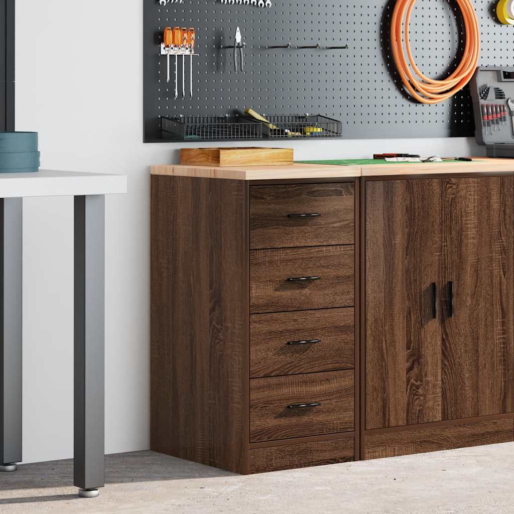 Armoire De Rangement De Garage 30X51X85Cm Bois Pin Chêne Marron