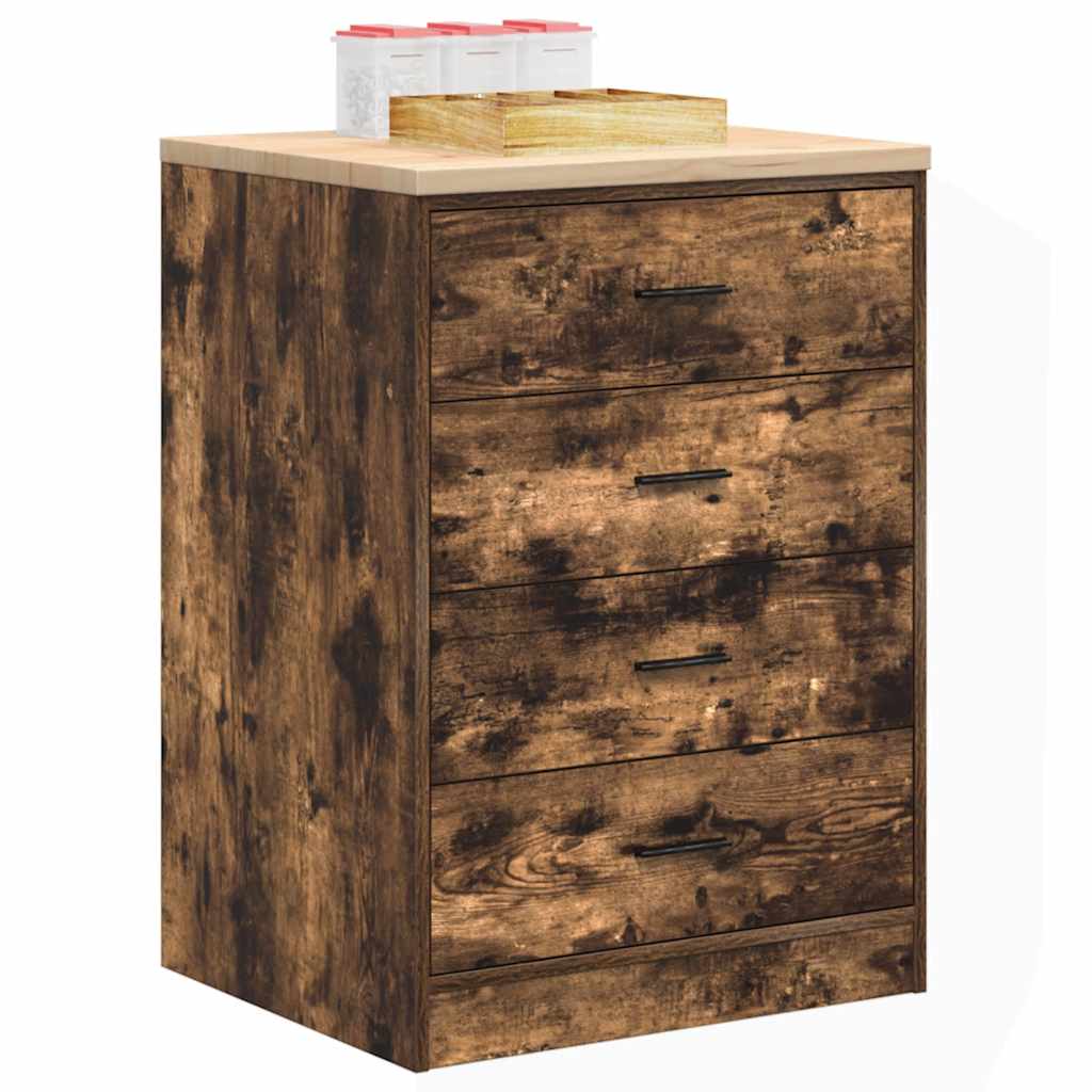 Armoire De Rangement De Garage Bois Pin Chêne Fumé
