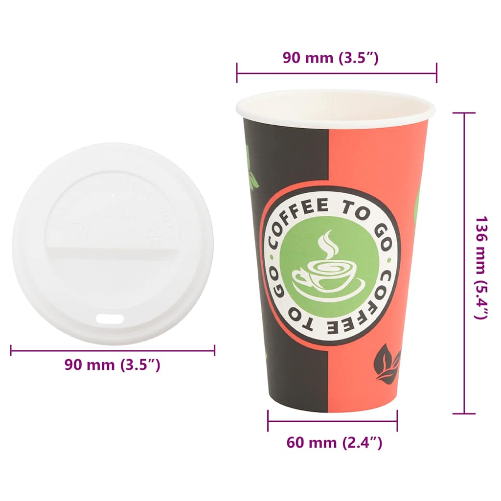 Tasses À Café En Papier Avec Couvercles 1000 Pcs 16Oz 400Ml