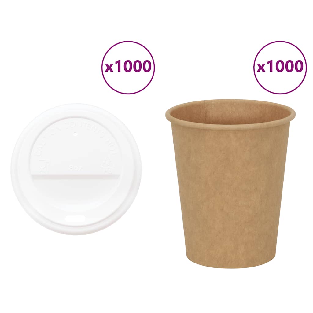 Tasses À Café En Papier Avec Couvercles 1000 Pcs 8Oz 200Ml