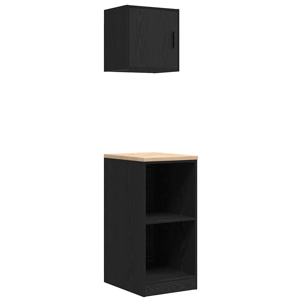 Armoires De Garage 2 Pcs Bois D'ingénierie Noir