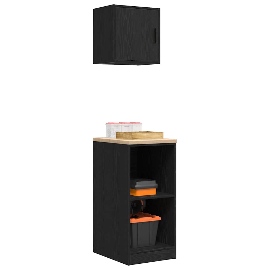Armoires De Garage 2 Pcs Bois D'ingénierie Noir