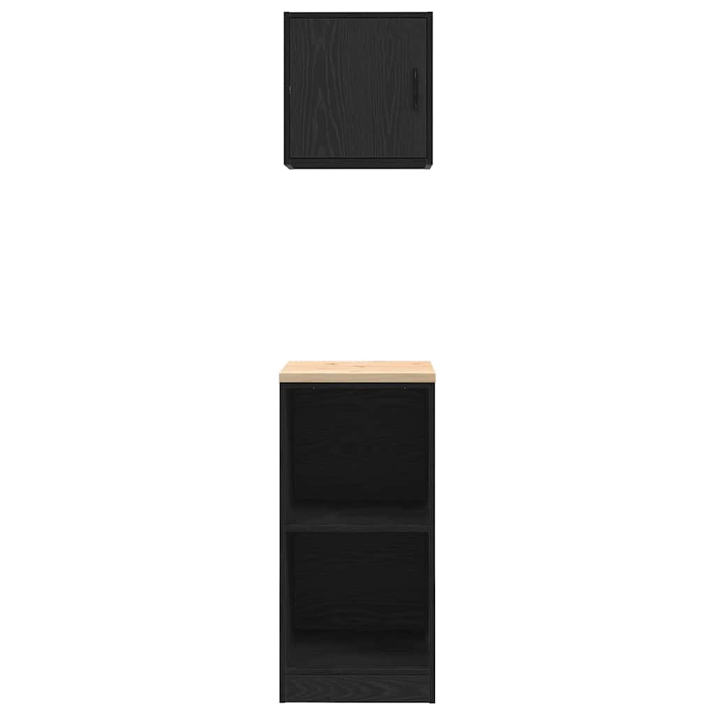 Armoires De Garage 2 Pcs Bois D'ingénierie Noir