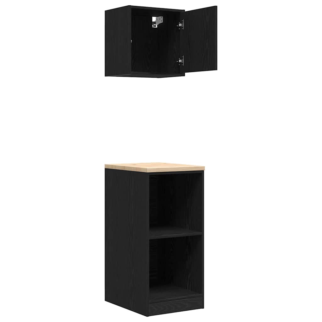 Armoires De Garage 2 Pcs Bois D'ingénierie Noir
