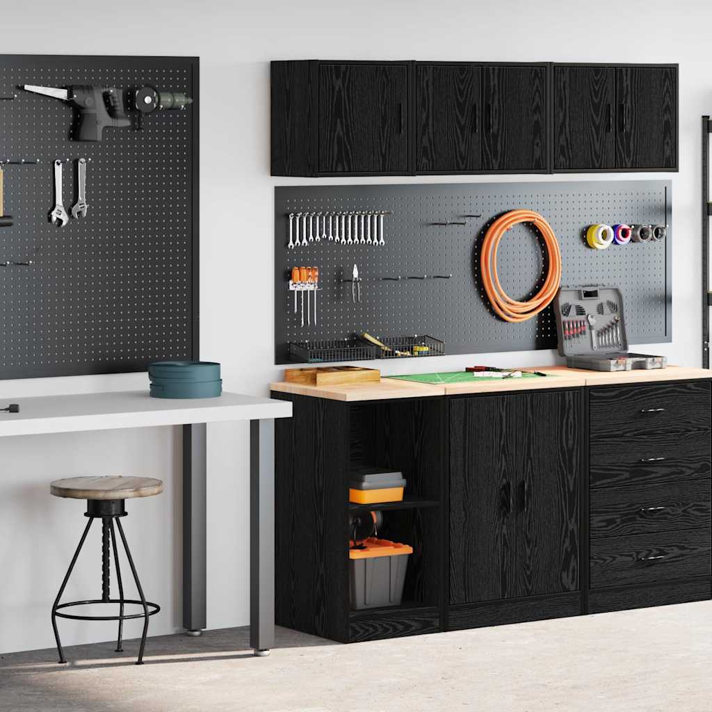 Armoires De Garage 2 Pcs Bois D'ingénierie Noir