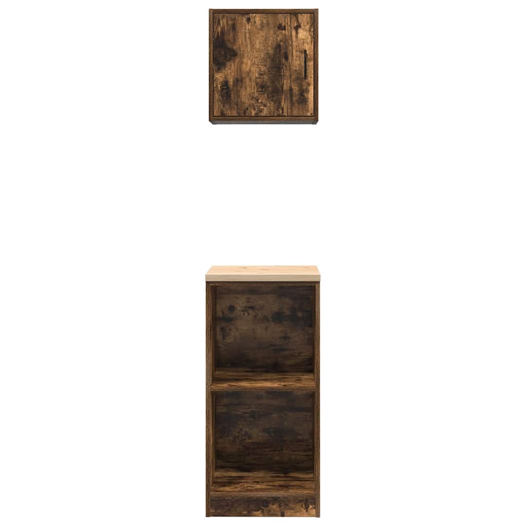 Armoires De Garage 2 Pcs Bois D'ingénierie Chêne Fumé