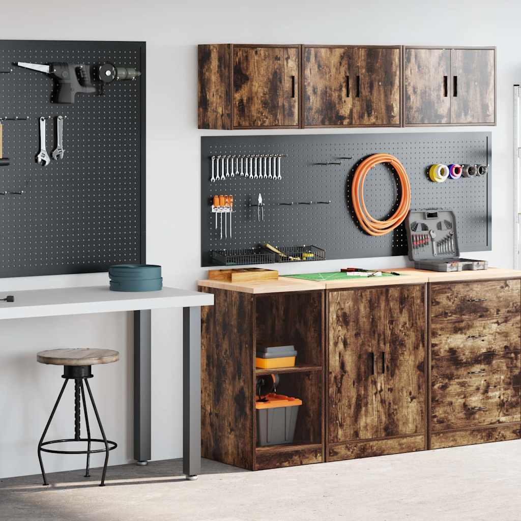 Armoires De Garage 2 Pcs Bois D'ingénierie Chêne Fumé