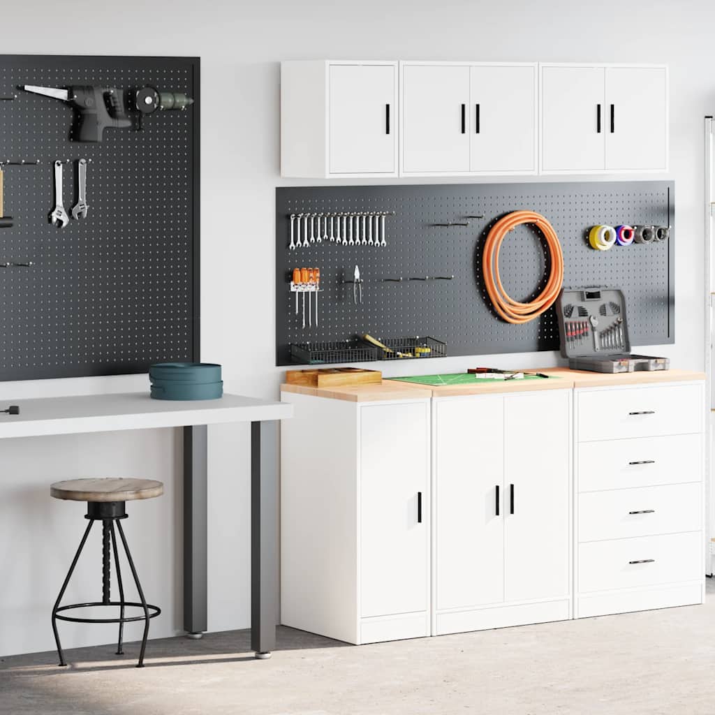 Armoires De Garage 2 Pcs Bois D'ingénierie Blanc