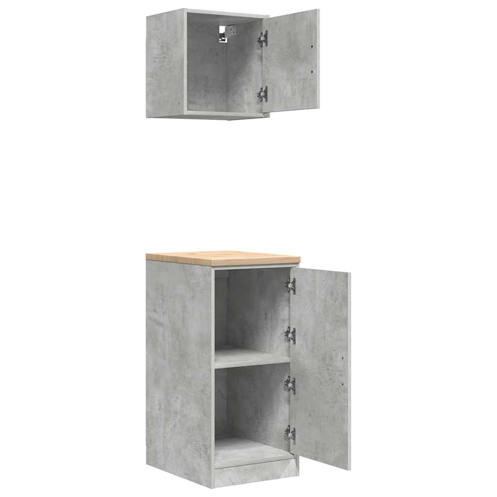 Armoires De Garage 2 Pcs Bois D'ingénierie Gris Béton