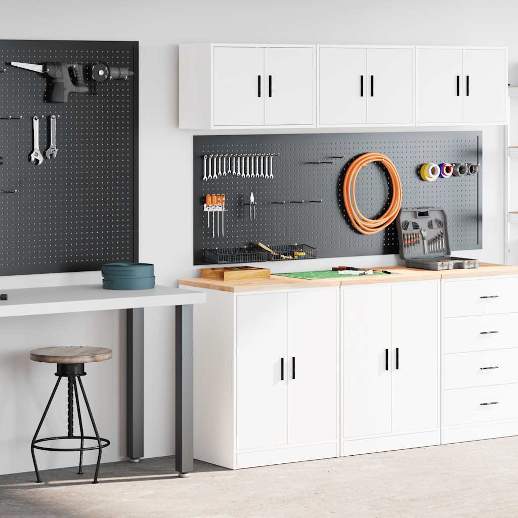 Armoires De Garage 2 Pcs Bois D'ingénierie Blanc