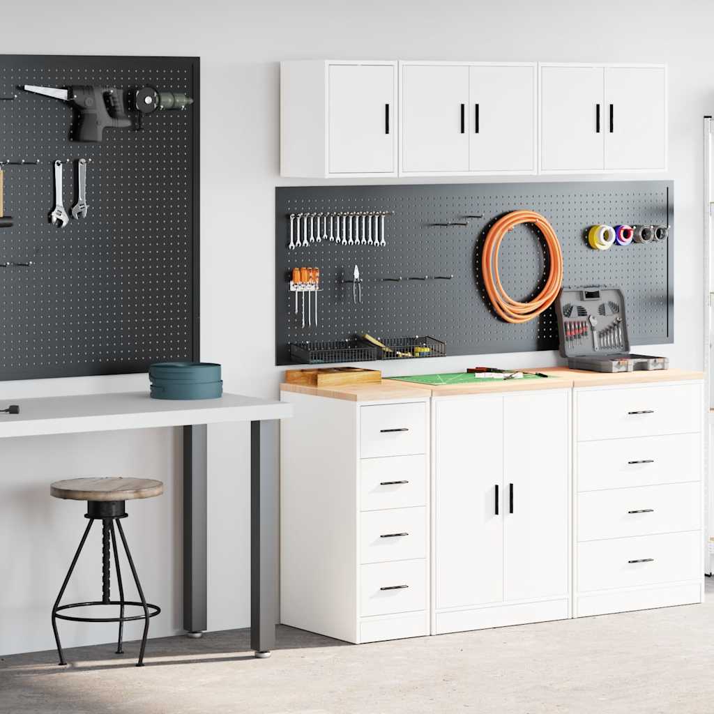 Armoires De Garage 2 Pcs Bois D'ingénierie Blanc