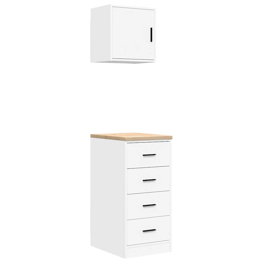 Armoires De Garage 2 Pcs Bois D'ingénierie Blanc