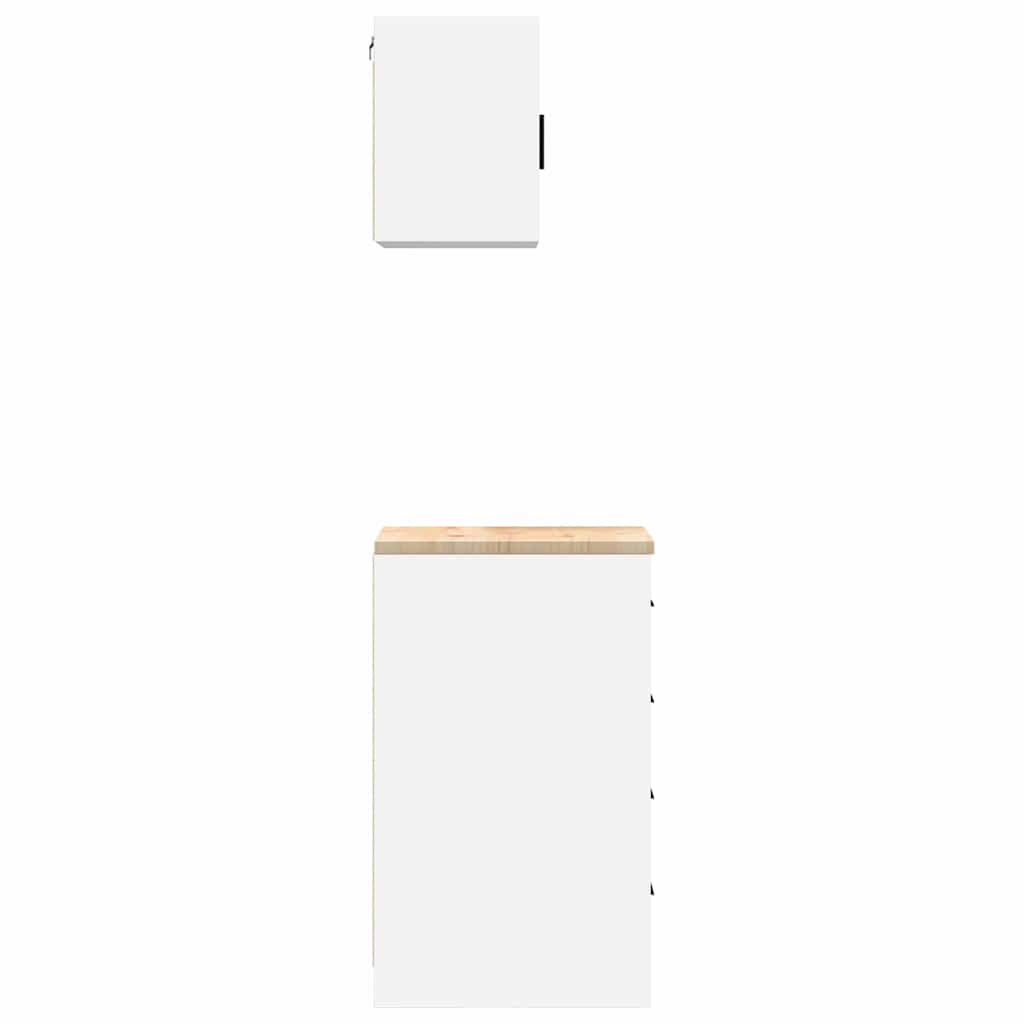 Armoires De Garage 2 Pcs Bois D'ingénierie Blanc