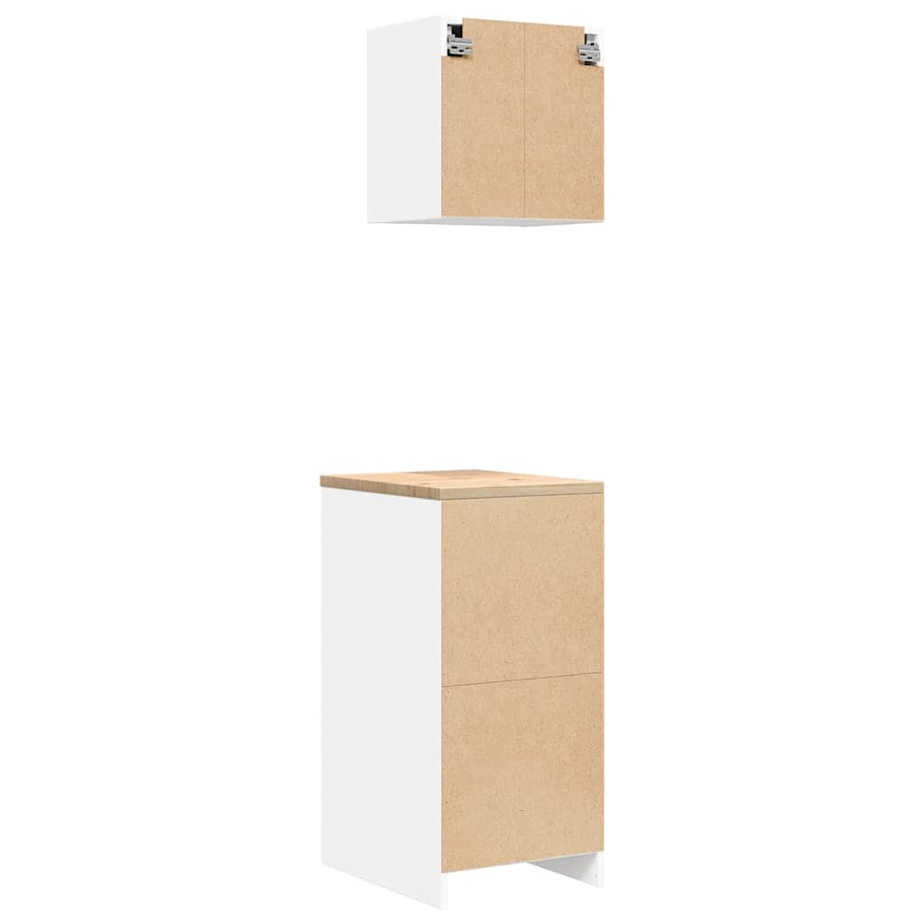 Armoires De Garage 2 Pcs Bois D'ingénierie Blanc