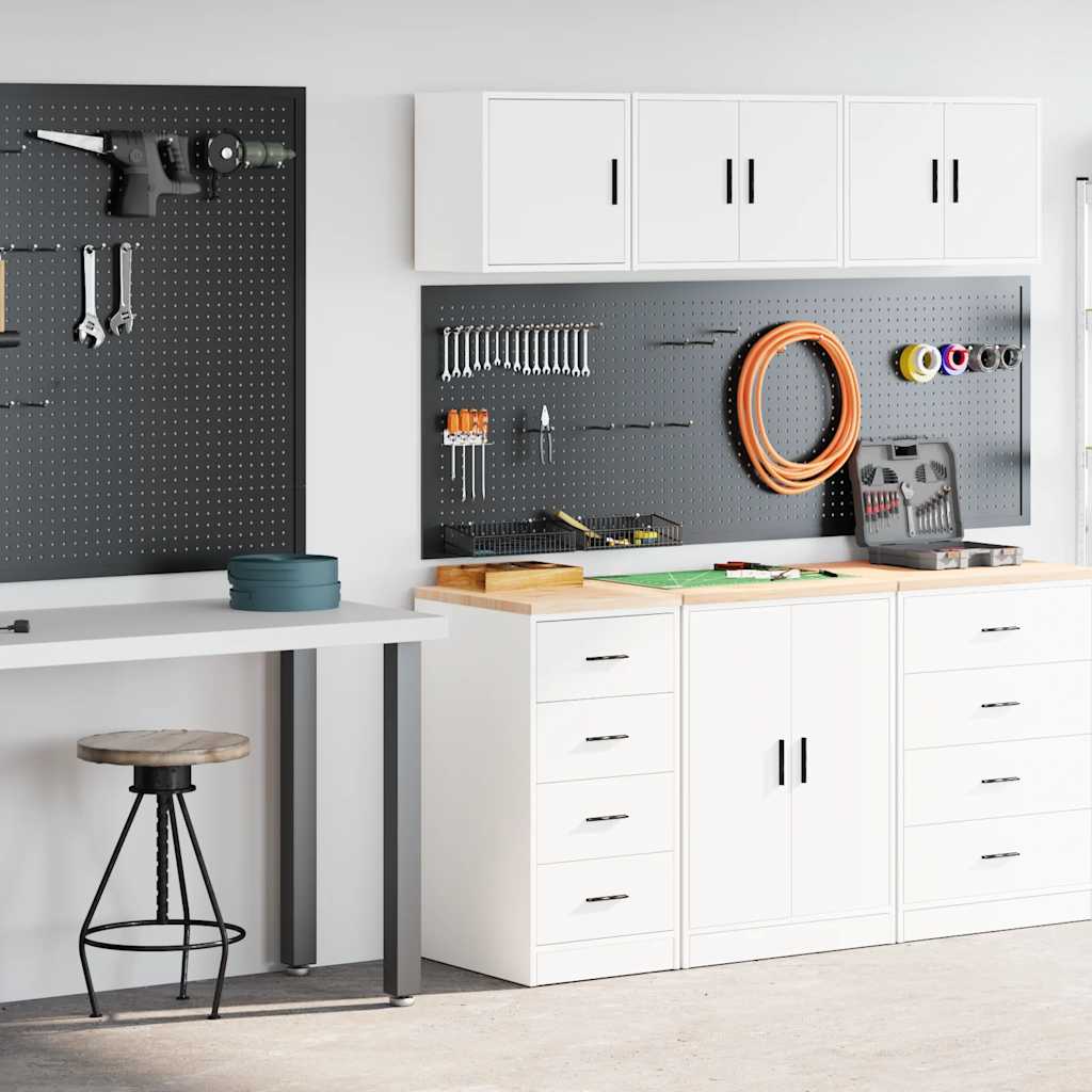 Armoires De Garage 2 Pcs Bois D'ingénierie Blanc