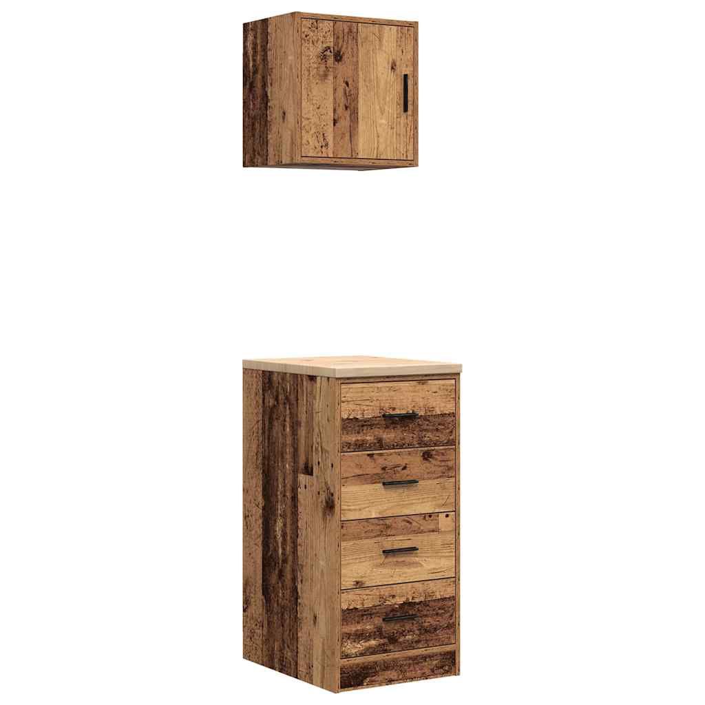 Armoires De Garage 2 Pcs Bois D'ingénierie Vieux Bois