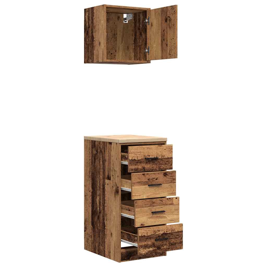 Armoires De Garage 2 Pcs Bois D'ingénierie Vieux Bois