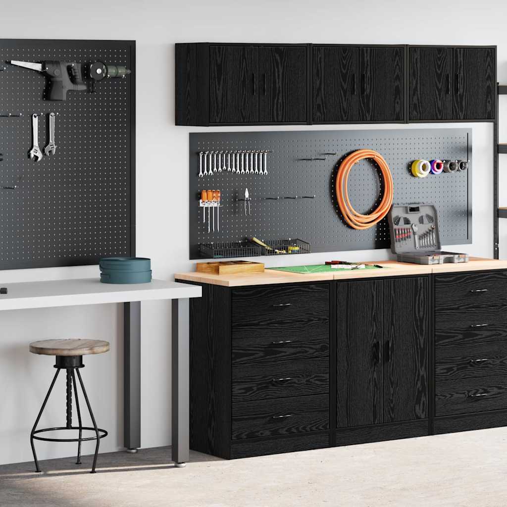 Armoires De Garage 2 Pcs Bois D'ingénierie Noir