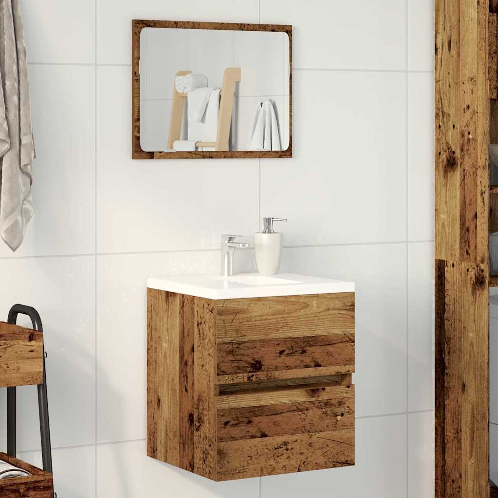 Armoire De Salle De Bain Bois Ancien 41 X 38,5 X 45 Cm