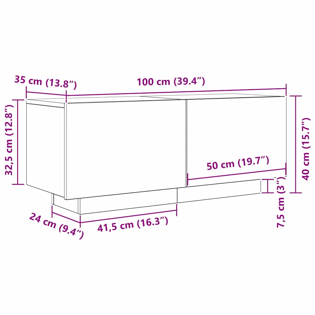 Meuble Tv 100 X 35 X 40 Cm Bois D'ingénierie
