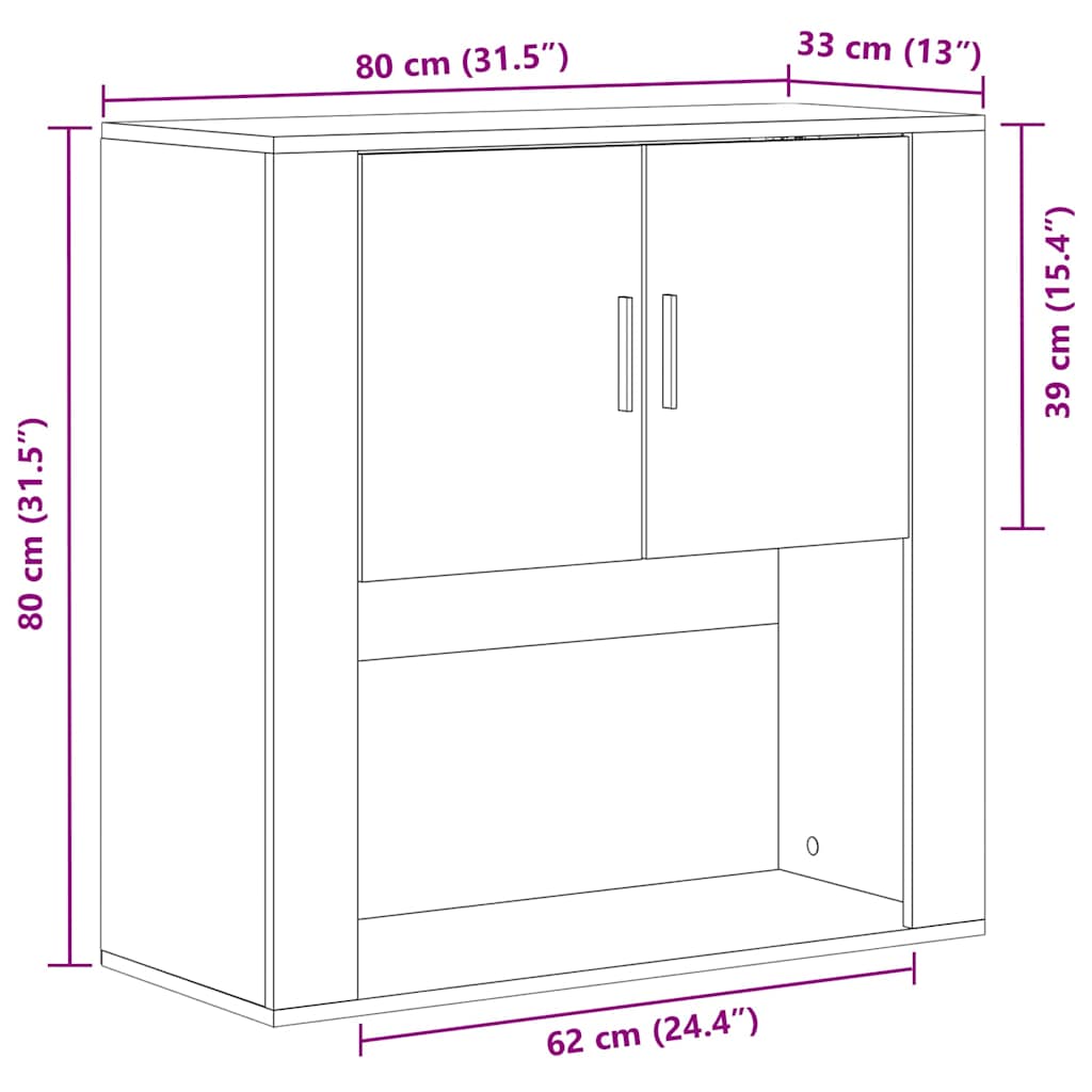 Meuble Mural 80 X 33 X 80 Cm Bois D'ingénierie