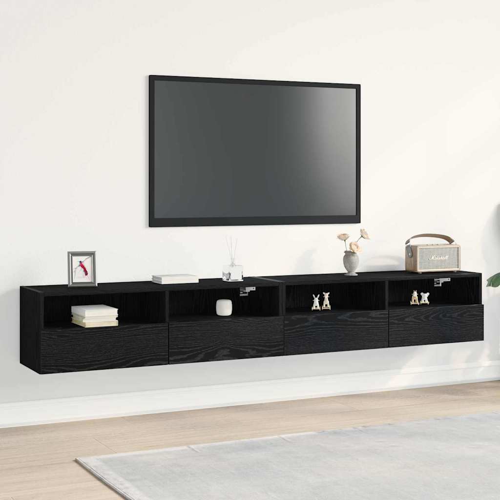 Meuble Tv Mural 2 Pc Bois D'ingénierie