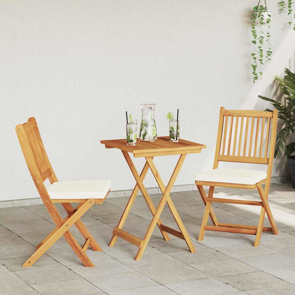 Ensemble Bistro De Jardin 3 Pc Marron Bois D'acacia Massif