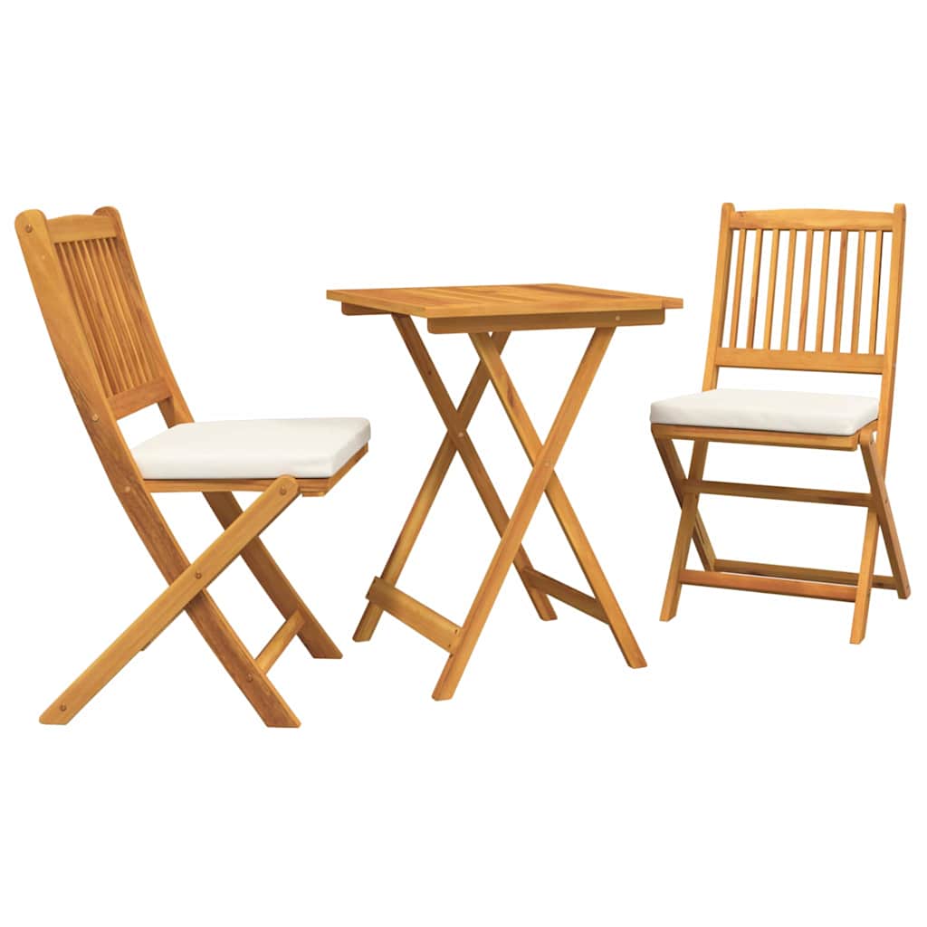 Ensemble Bistro De Jardin 3 Pc Marron Bois D'acacia Massif